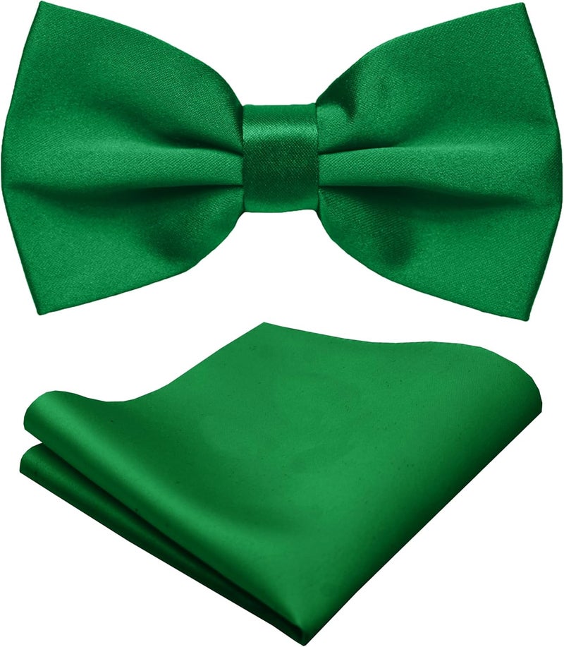 Trilece Bow Ties for Men - Mens Solid Color Formal Pre Tied Bowtie and Pocket Square Sets - Mens Bowties Bow Tie Sets - Image 1